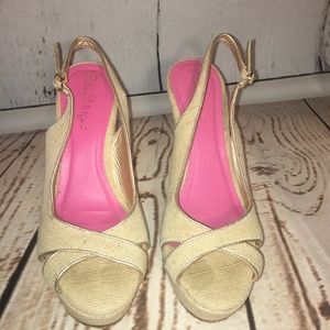 Lilly Pulitzer Gold/Nautral Wedge Sandal